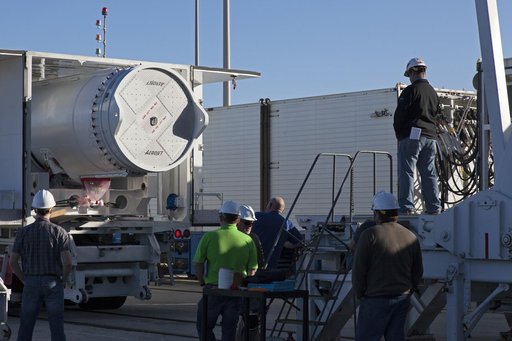 GOES-S Atlas V First SRB Mate to Booster