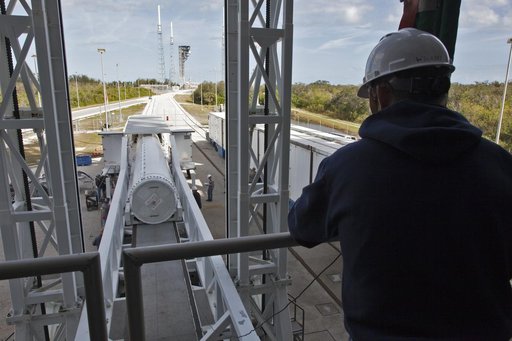 GOES-S Atlas V First SRB Mate to Booster