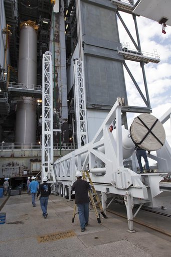 GOES-S Atlas V First SRB Mate to Booster