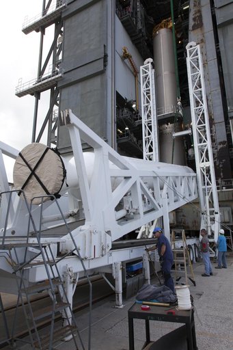 GOES-S Atlas V First SRB Mate to Booster