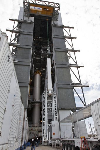 GOES-S Atlas V First SRB Mate to Booster