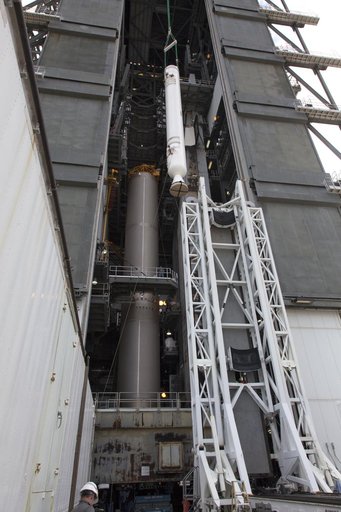GOES-S Atlas V First SRB Mate to Booster