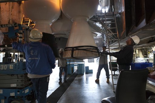 GOES-S Atlas V Last SRB Lift to Booster