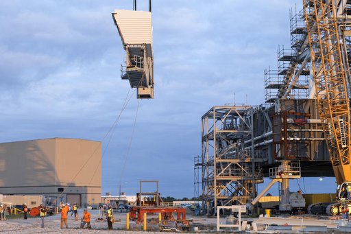 Crew Access Arm Installation onto Mobile Launcher