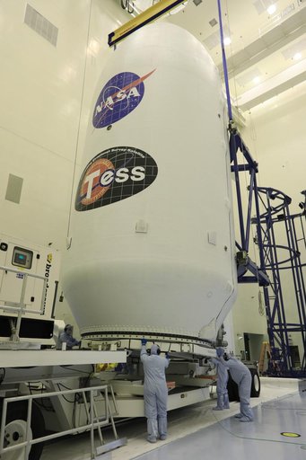 SpaceX TESS Payload Lift to Trailer; Prep for Transport to LC 40