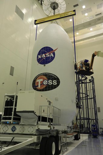 SpaceX TESS Payload Lift to Trailer; Prep for Transport to LC 40