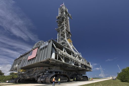 Mobile Laucher Moves Toward EM-1 - Trek to  Launch Complex 39B