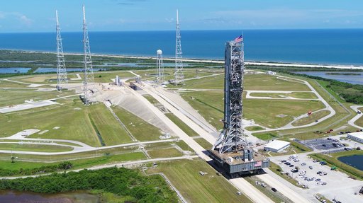 Mobile Launcher Moves Toward EM-1 - Arrives at Launch Complex 39