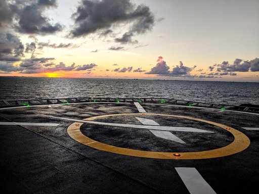 SpaceX Helicopter Landing Test on the Crew Recovery Ship