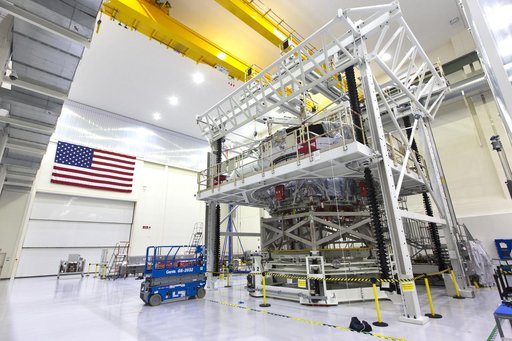 Orion EM-1 European Service Module Mated to Work Stand