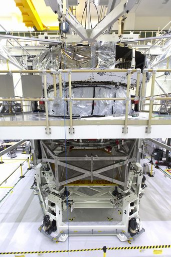Orion EM-1 European Service Module Mated to Work Stand