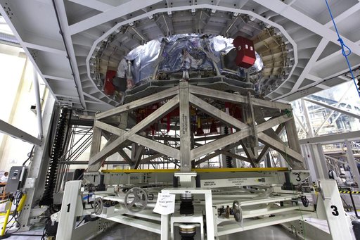 Orion EM-1 European Service Module Mated to Work Stand