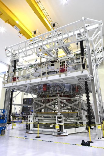 Orion EM-1 European Service Module Mated to Work Stand