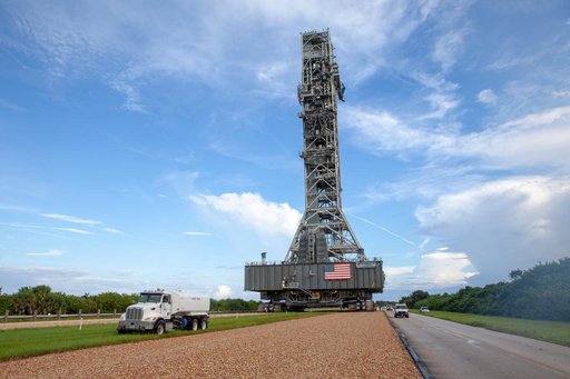 Mobile Launcher Heads to VAB in Advance of Hurricane Dorian