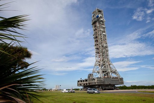 Mobile Launcher Heads to VAB in Advance of Hurricane Dorian