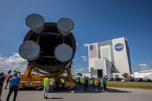 SLS Core Stage Pathfinder Move into VAB