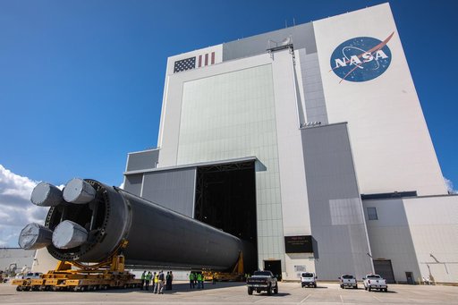 SLS Core Stage Pathfinder Move into VAB
