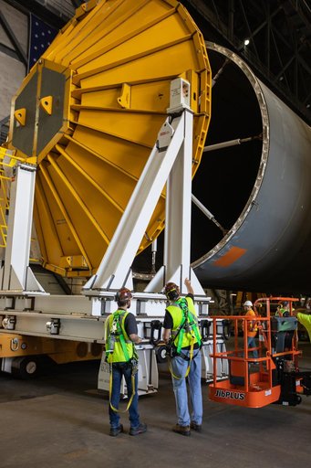 SLS Core Stage Pathfinder Training - Move to North End Scaffoldi