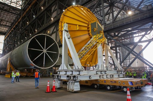 SLS Core Stage Pathfinder Training - Move to North End Scaffoldi