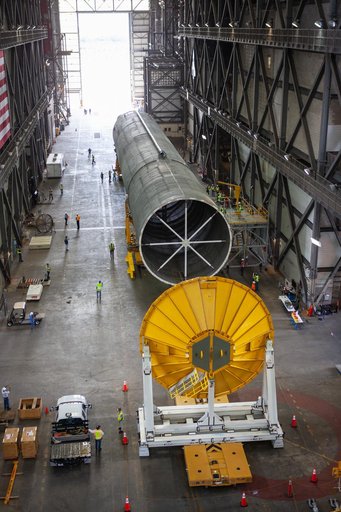 SLS Core Stage Pathfinder Training - Move to North End Scaffoldi