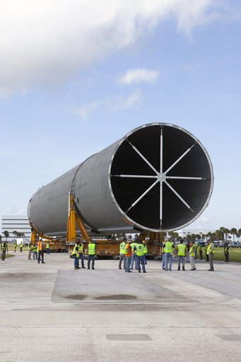 SLS Core Stage Pathfinder Move From VAB To Pegasus