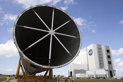 SLS Core Stage Pathfinder Move From VAB To Pegasus