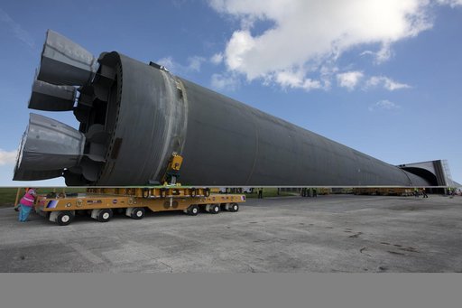 SLS Core Stage Pathfinder Move From VAB To Pegasus