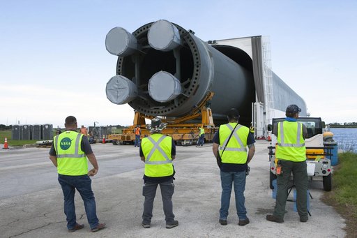 SLS Core Stage Pathfinder Move From VAB To Pegasus