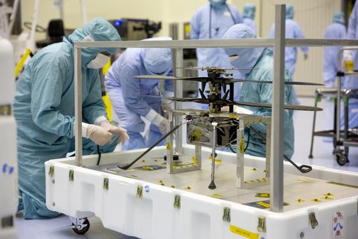 Mars Cruise Stage on Rotation Fixture and Helicopter Functional