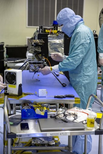 Mars Cruise Stage on Rotation Fixture and Helicopter Functional