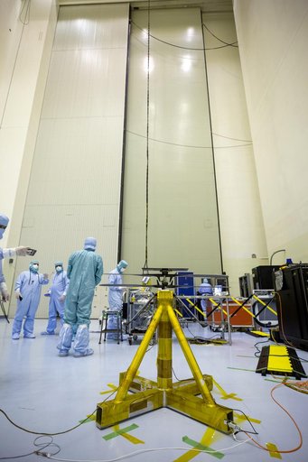 Mars Cruise Stage on Rotation Fixture and Helicopter Functional