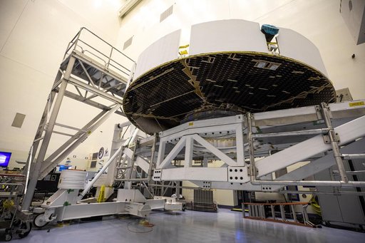 Mars Cruise Stage on Rotation Fixture and Helicopter Functional