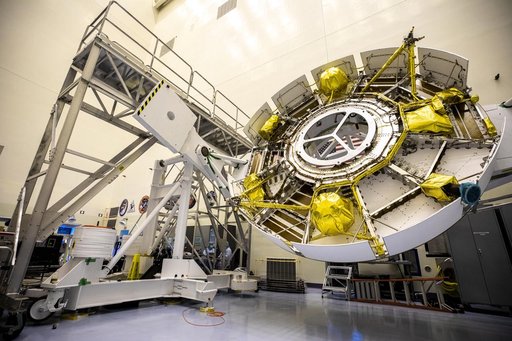 Mars Cruise Stage on Rotation Fixture and Helicopter Functional