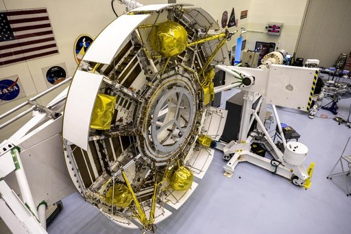 Mars Cruise Stage on Rotation Fixture and Helicopter Functional