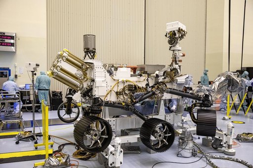 Mars Cruise Stage on Spin Table, Rover & More on Display