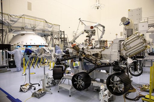 Mars Cruise Stage on Spin Table, Rover & More on Display