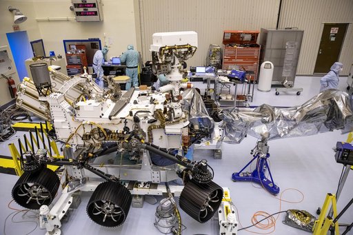 Mars Cruise Stage on Spin Table, Rover & More on Display