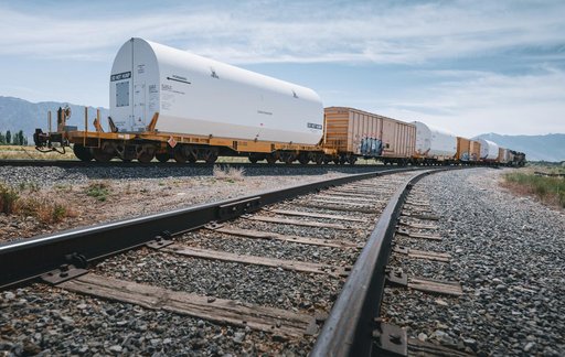 Artemis I Booster Segments Railcar Transportation
