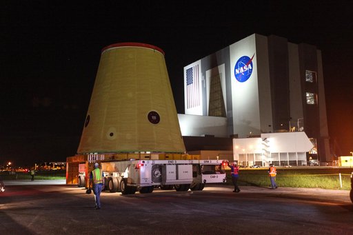 Artemis I Launch Vehicle Stage Adapter Transport to VAB