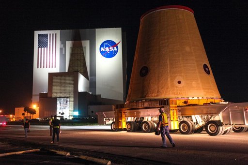 Artemis I Launch Vehicle Stage Adapter Transport to VAB