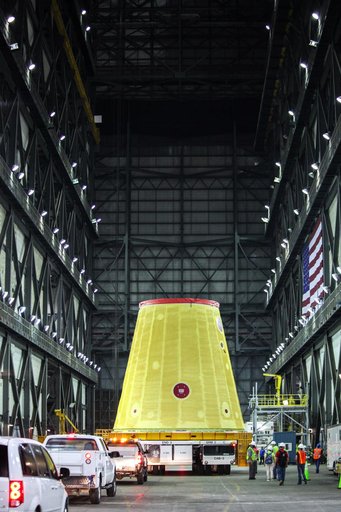 Artemis I Launch Vehicle Stage Adapter Transport to VAB