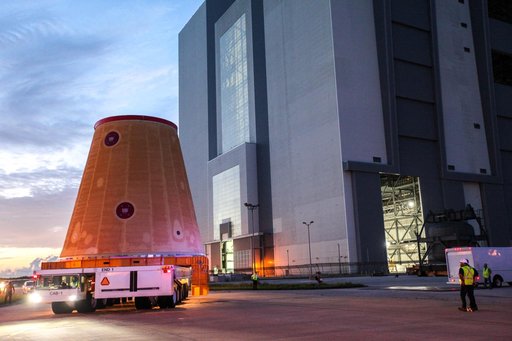 Artemis I Launch Vehicle Stage Adapter Transport to VAB