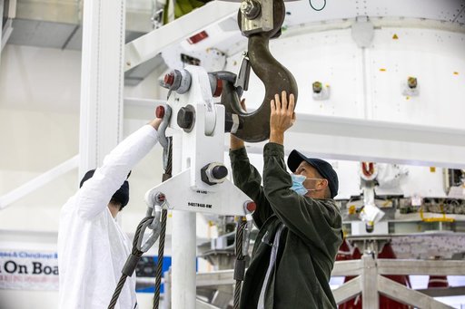 Orion Spacecraft Adapter (SA) Cone Install