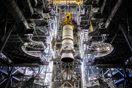 Artemis SLS Booster Stacking Practice on ML