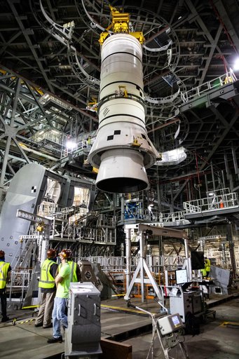 Artemis SLS Booster Stacking Practice on ML