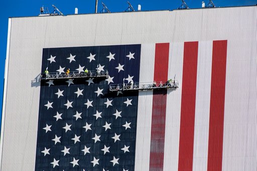 Painting American Flag on VAB