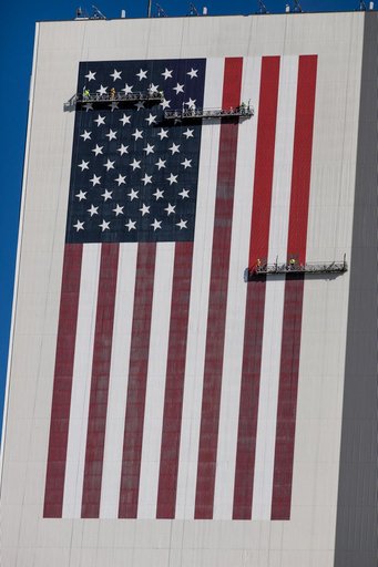 Painting American Flag on VAB