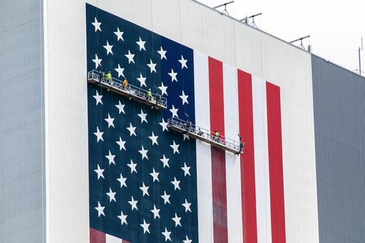 Painting American Flag on VAB