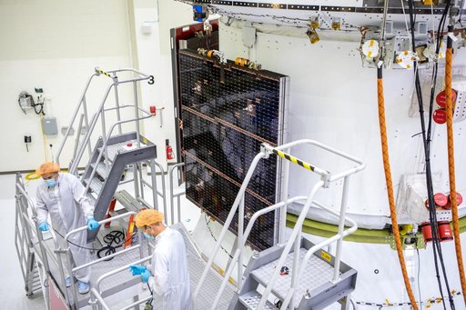 Artemis I Solar Array Wing Installation