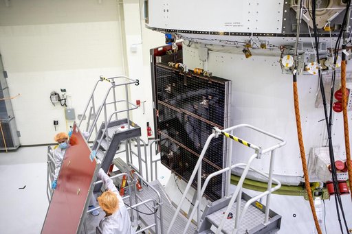 Artemis I Solar Array Wing Installation